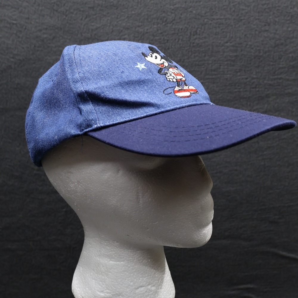 Vintage Disney Mickey Mouse Denim Baseball Cap Hat Child Kid Patriotic‎
